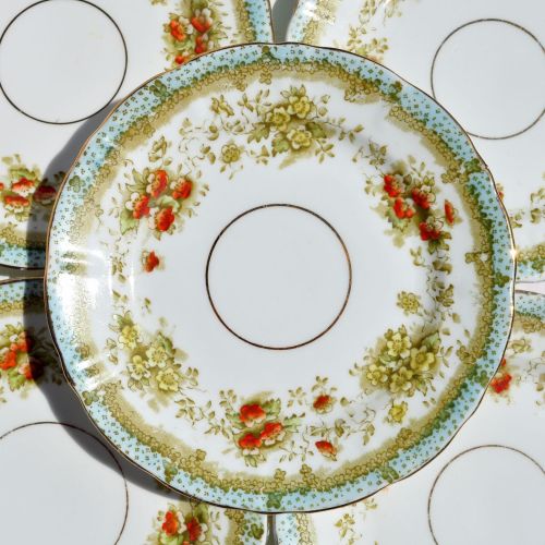 Crown China Antique Mona Pattern 18cm Plates Set c.1905