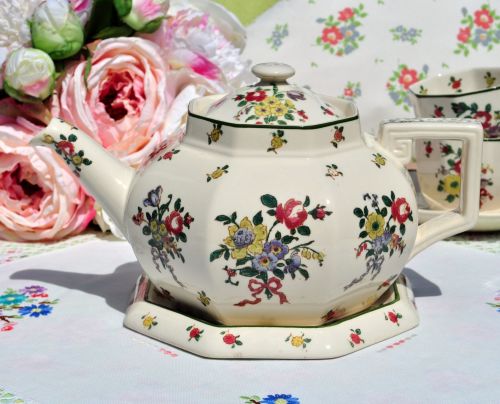 Royal Doulton Old Leeds Sprays Teapot and Stand
