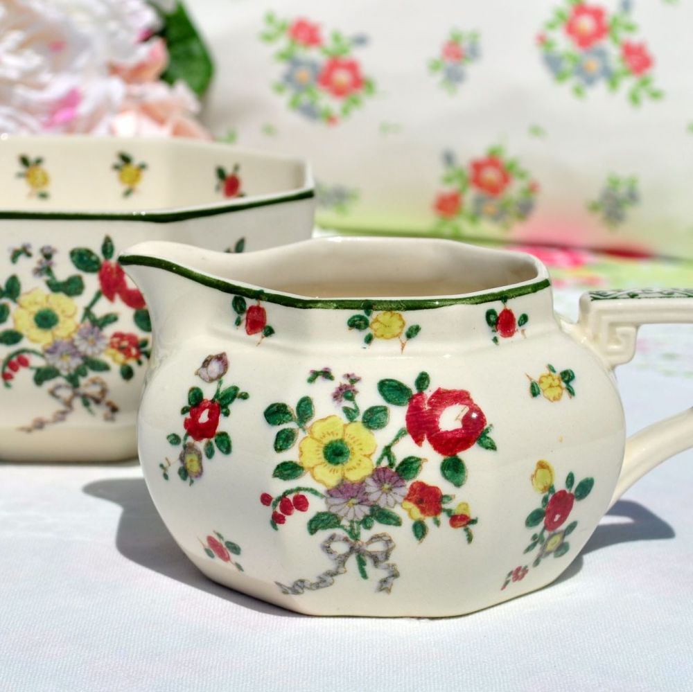 Royal Doulton Old Leeds Sprays Milk Jug and Sugar Bowl Set