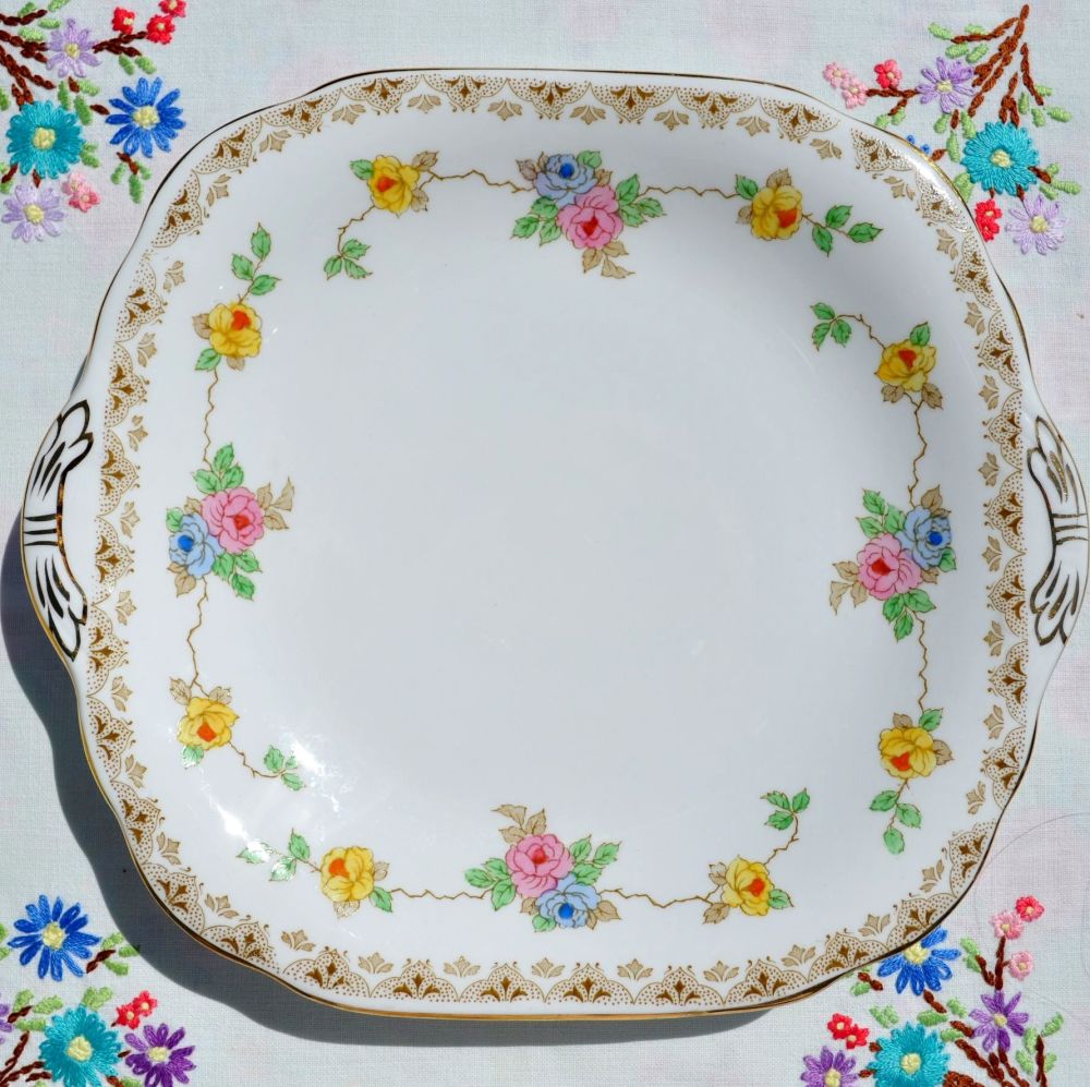 Grosvenor China Floral Cake Plate c.1930s