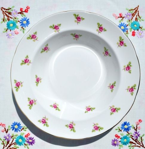 Duchess Fragrance Pink Roses Pattern Soup Bowls Set