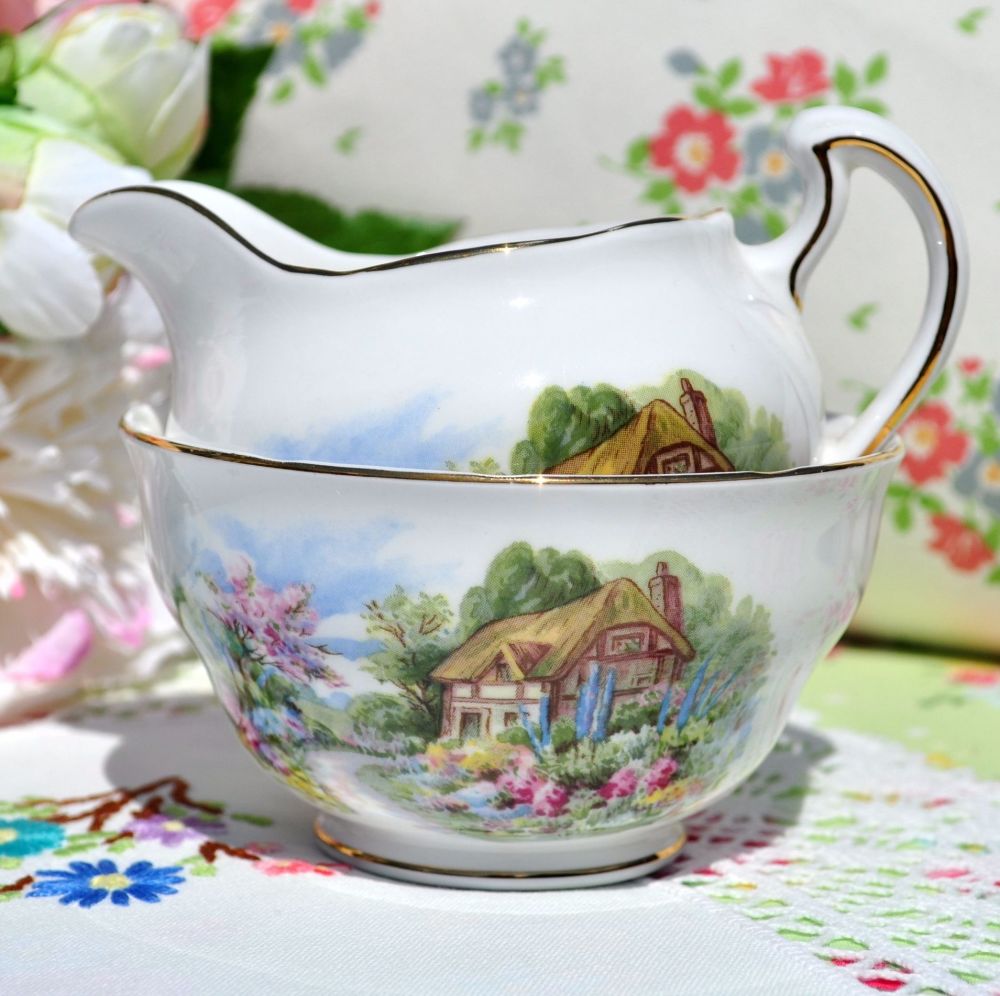 Royal Vale Homestead Pattern Milk Jug and Sugar Bowl c.1950s