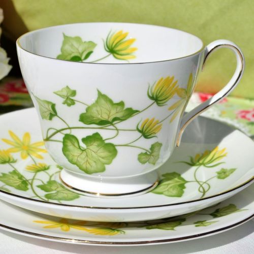 Shelley Celandine Pattern 14013 Teacup Trio c.1960s