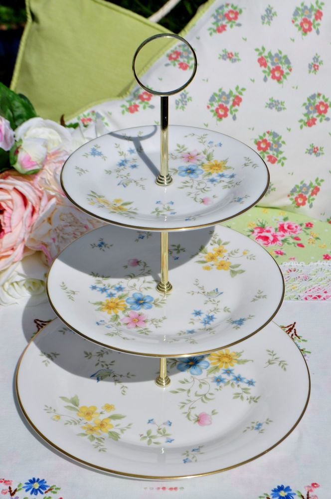 Royal Doulton Elegy Floral China 3 Tier Cake Stand