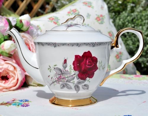 Royal Stafford Roses to Remember Bone China Vintage Teapot c.1950's