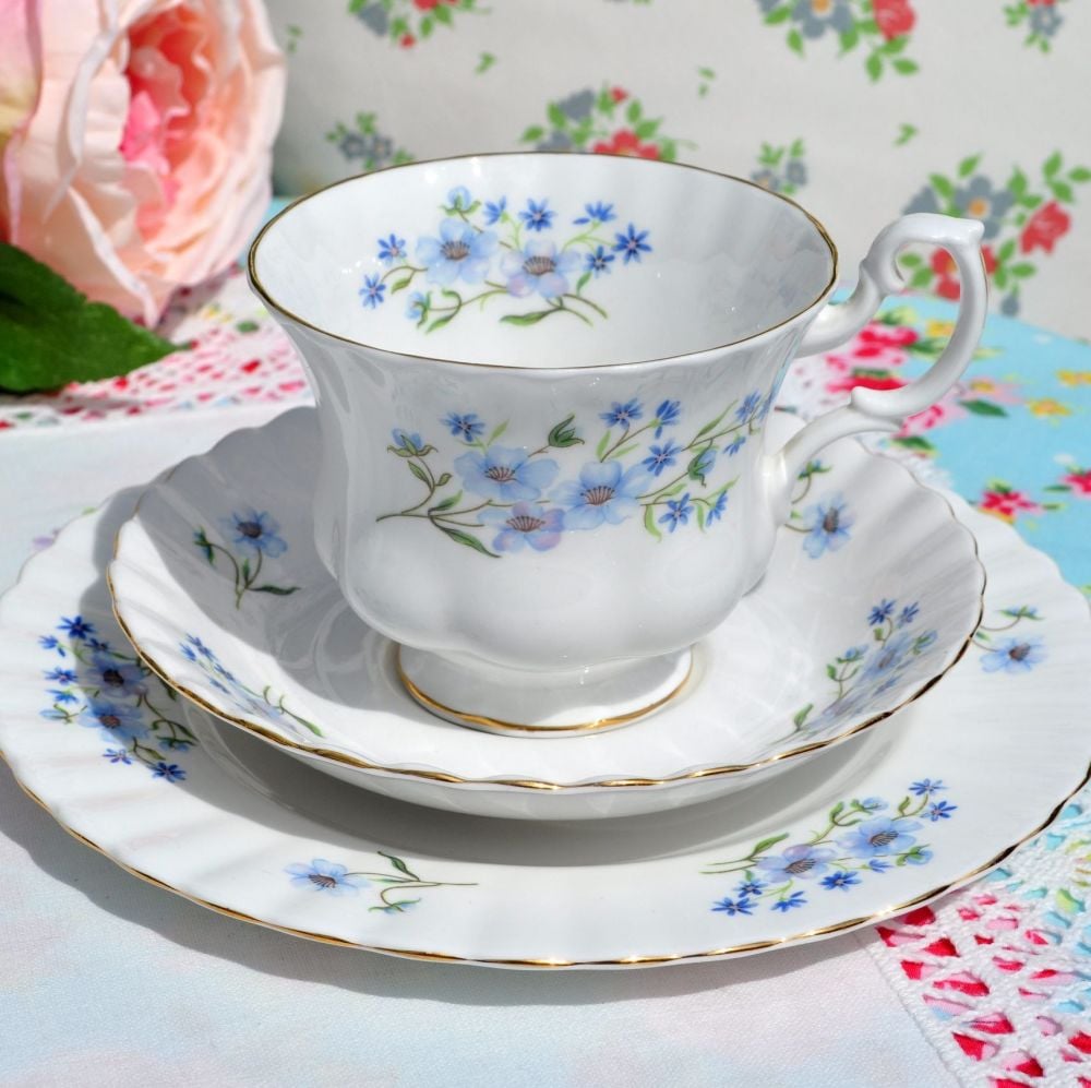 Richmond Blue Rock Vintage Bone China Teacup Trio