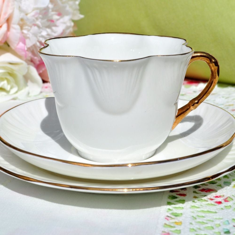 Pall Mall White and Gold Vintage Teacup Trio c.1930s