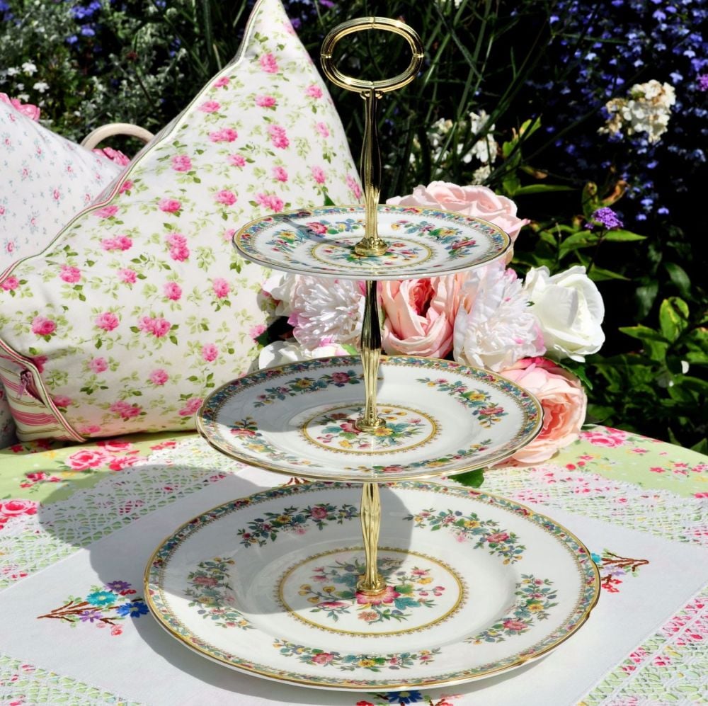 Coalport - Foley Ming Rose Vintage 3 Tier Cake Stand c.1948-63