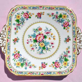 Foley Ming Rose Floral Cake Plate c.1948-63