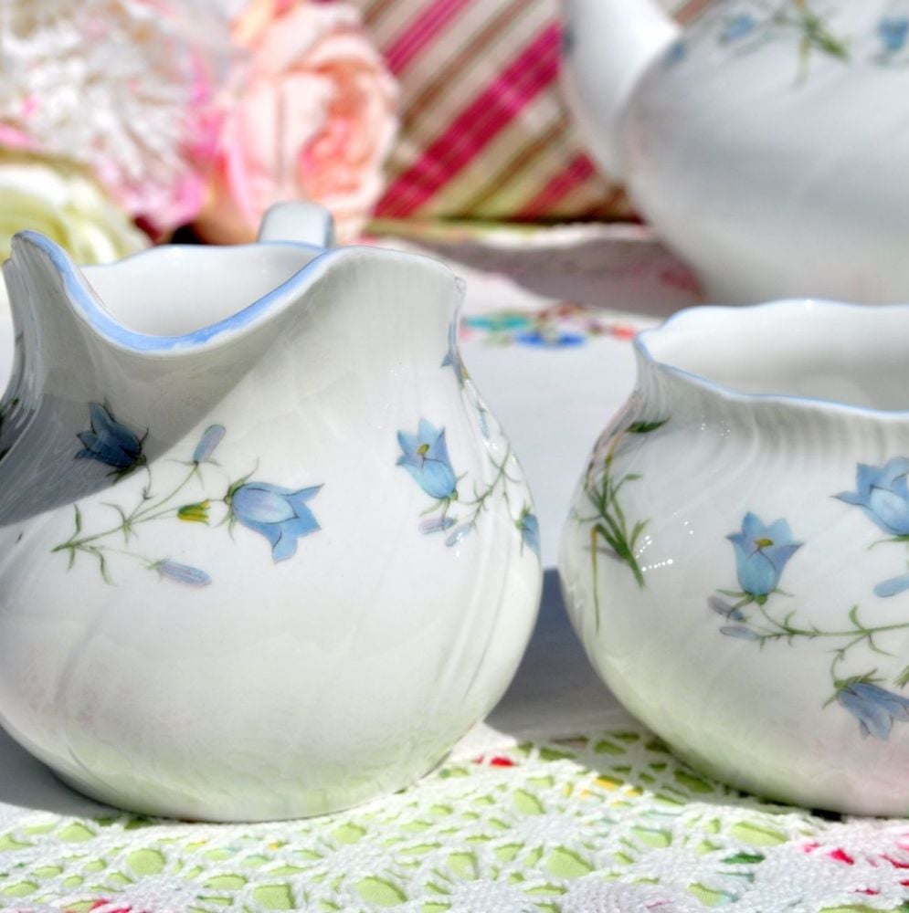 Elegant fine bone china with blue harebell design