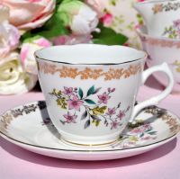 Royal Grafton Vintage Floral Teacup and Saucer c.1957+