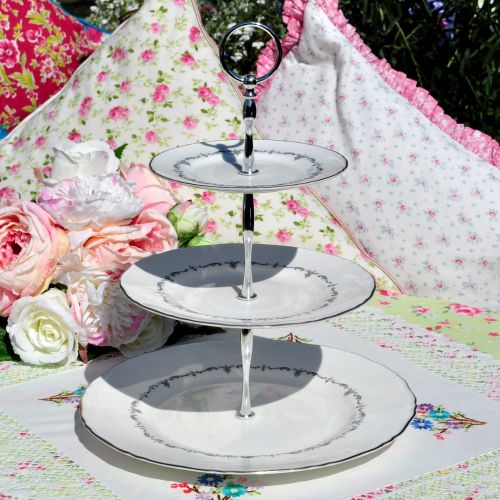 Royal Worcester Silver Chantilly 3 Tier Cake Stand