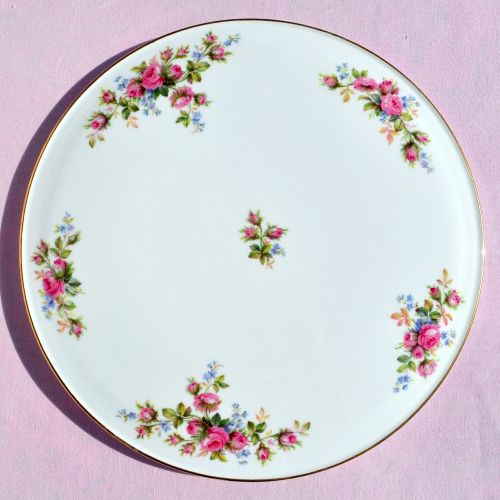 Royal Albert Moss Rose Vintage Gateau Cake Plate
