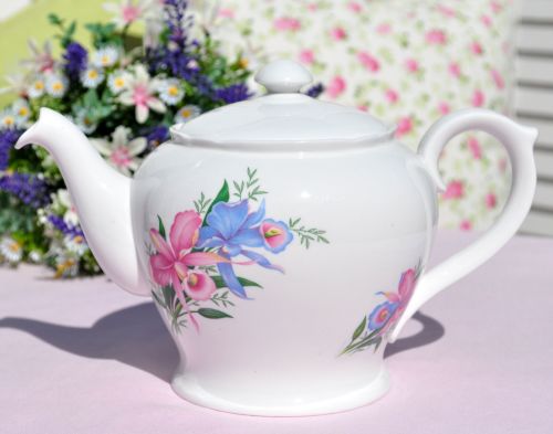 Shelley Orchids Bone China Teapot c.1950s