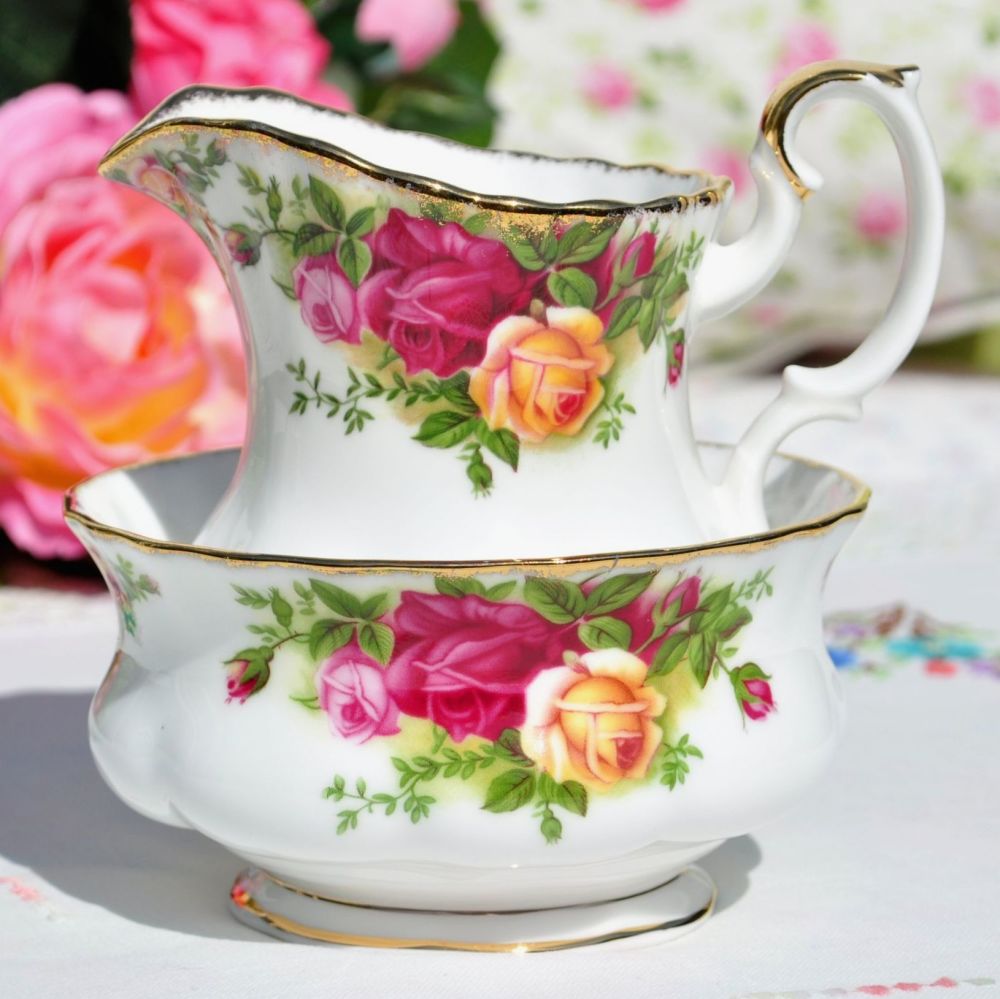 Royal Albert Old Country Roses Milk Jug and Sugar Bowl c.1973+