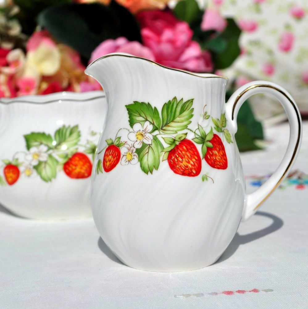 Queen's Virginia Strawberry Milk Jug and Sugar Bowl