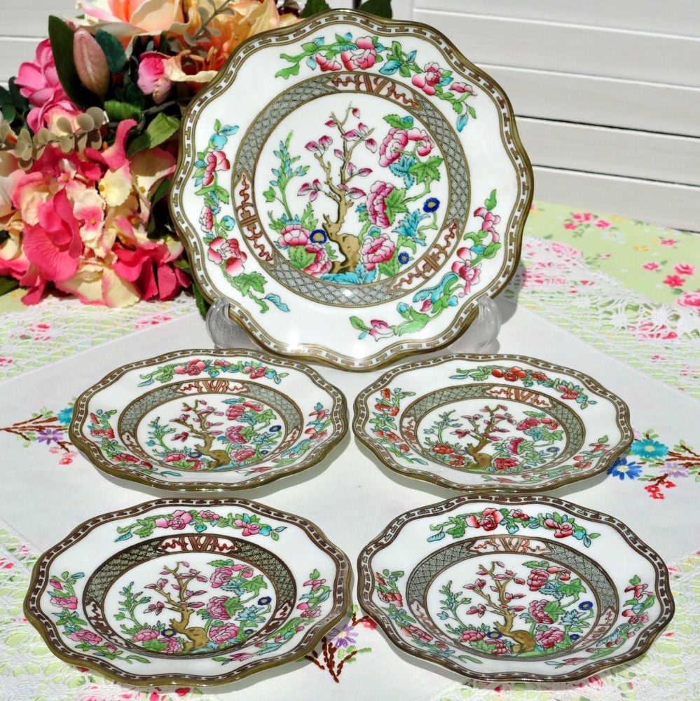 Antique Coalport Indian Tree Pattern Cake Plates Set
