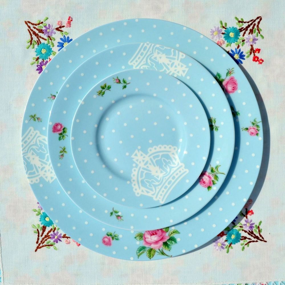 Royal Albert Polka Blue 3 Plates Place Setting