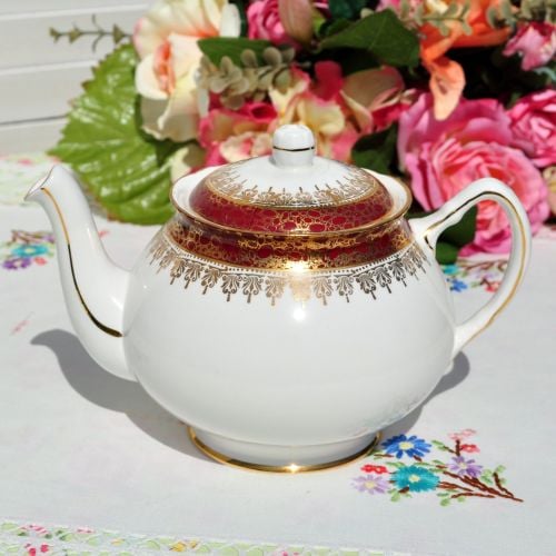Duchess Winchester Red and Gold China 1.25 Pint Teapot
