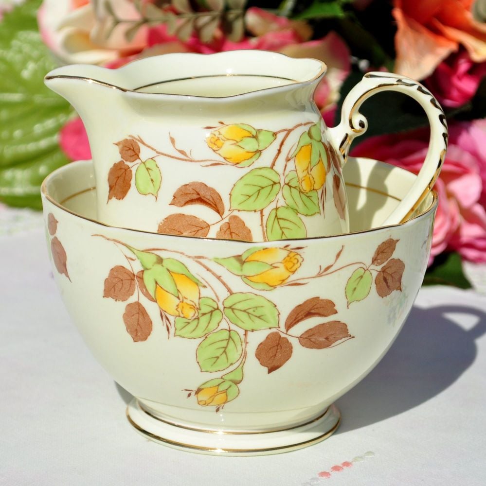 Royal Grafton Rose Bud Milk Jug and Sugar Bowl c.1950+