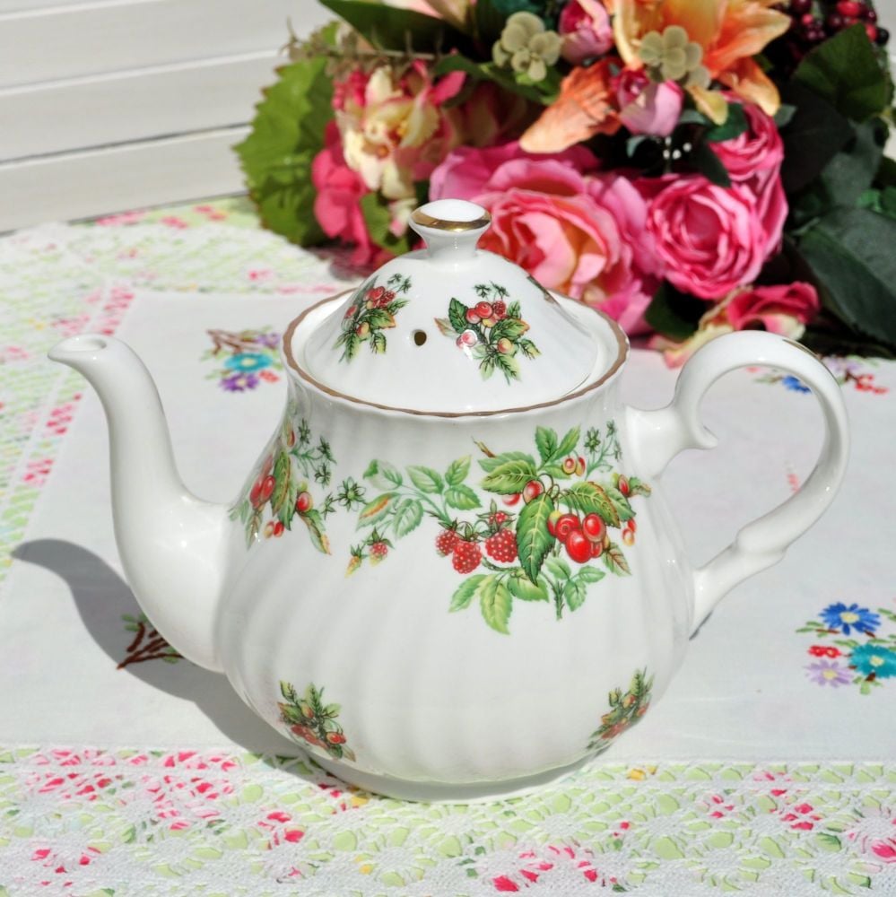 Berry Pattern Vintage Fine Bone China Teapot