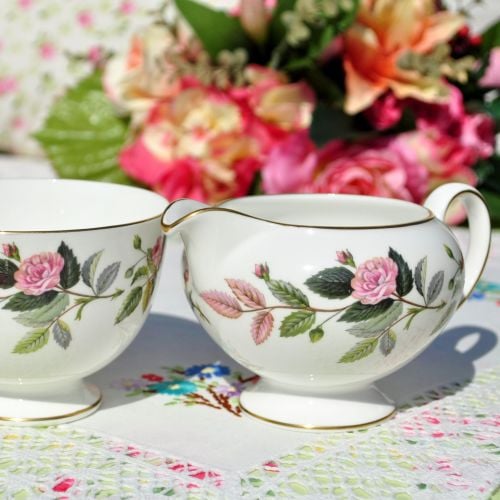 Wedgwood Hathaway Rose Milk Jug and Sugar Bowl