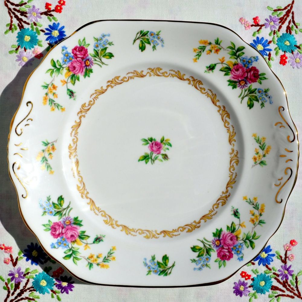 New Chelsea Vintage Floral China Cake Plate c.1936+
