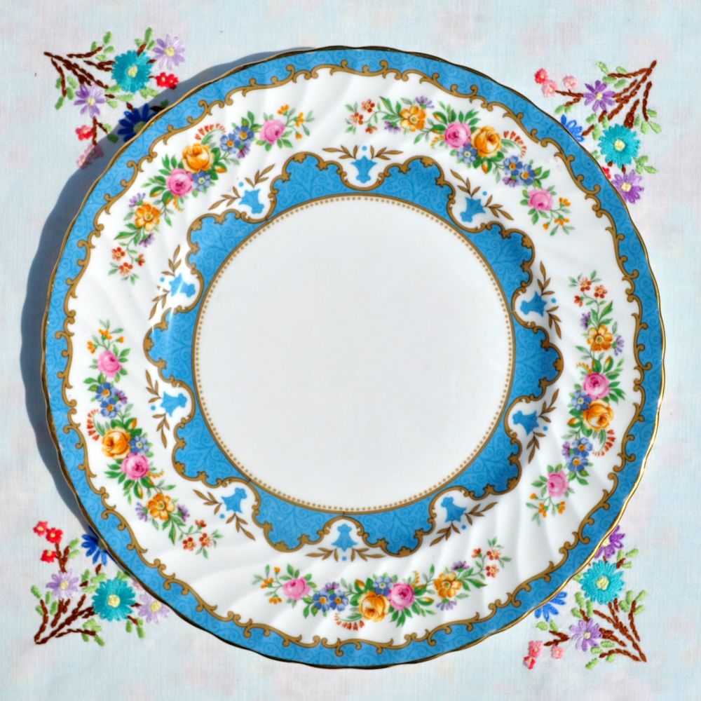 Crown Staffordshire Tunis Blue 26cm Plate c.1930s