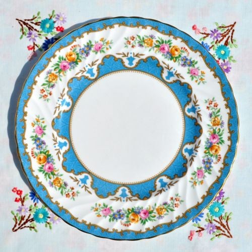 Crown Staffordshire Tunis Blue 26cm Plate c.1930s