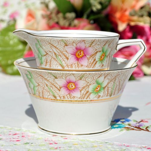 Bell China Vintage Milk Jug and Sugar Bowl c.1930s