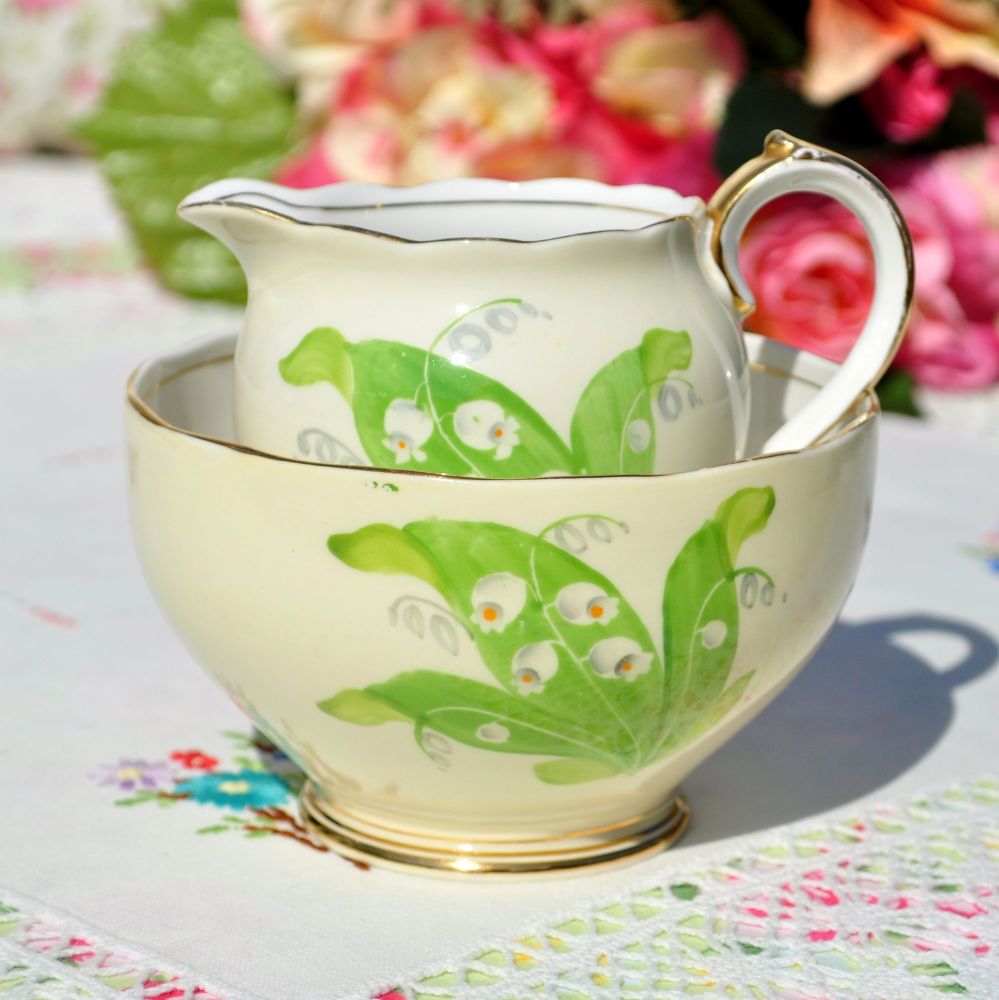Roslyn Lily Of The Valley Milk Jug and Sugar Bowl c.1950s