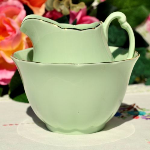 Glade Green China Milk Jug and Sugar Bowl c.1950s