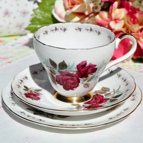 Adderley Persian Rose Teacup Trio c.1960s