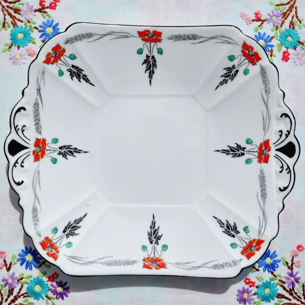 Shelley Art Deco Hand Painted Cake Plate