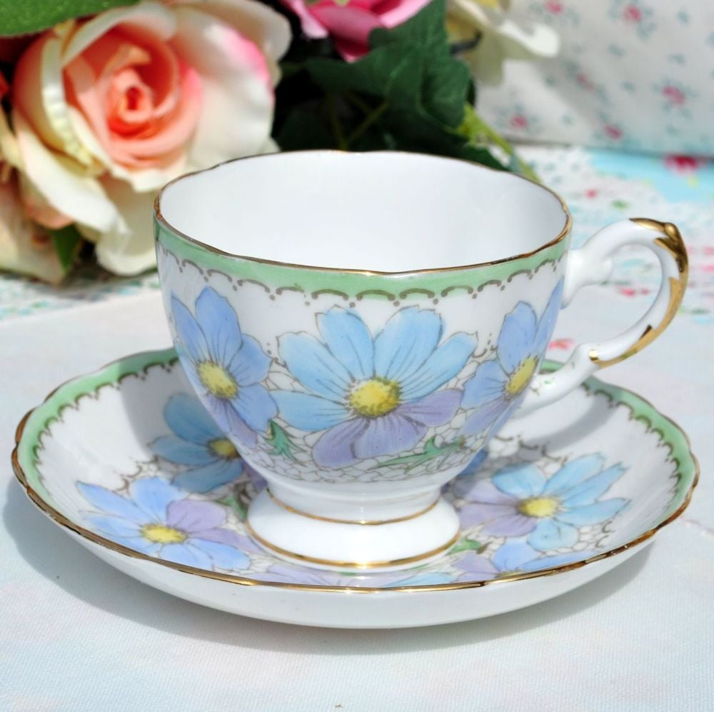 Tuscan Blue and Lilac Teacup and Saucer c.1936+