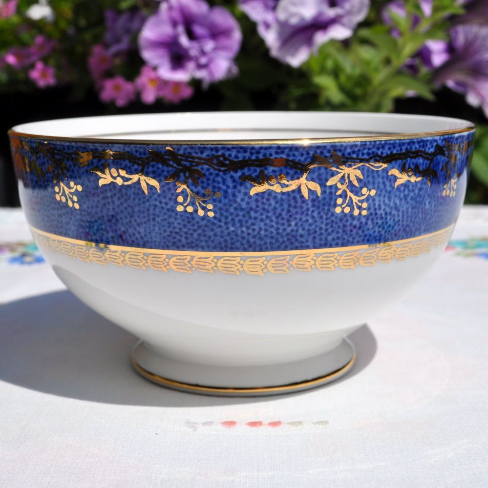 Salisbury Blue and Gold Border Sugar Bowl c.1930s