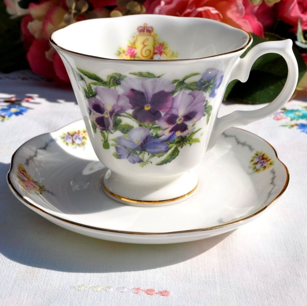 Royal Stratford Pansies Teacup and Saucer