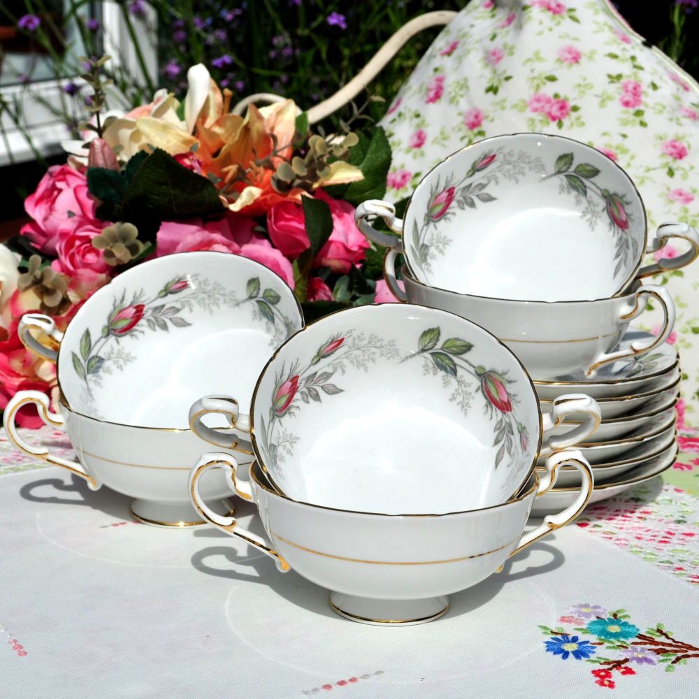 Paragon Bridal Rose Soup Bowl-Coupe and Saucer Set