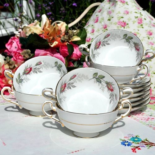 Paragon Bridal Rose Soup Bowl-Coupe and Saucer Set