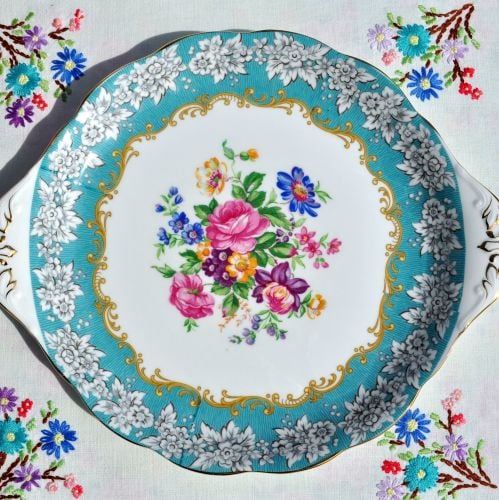 Royal Albert Enchantment Turquoise Border Cake Plate