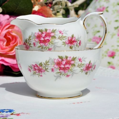 Duchess Pink Floral Milk Jug and Sugar Bowl