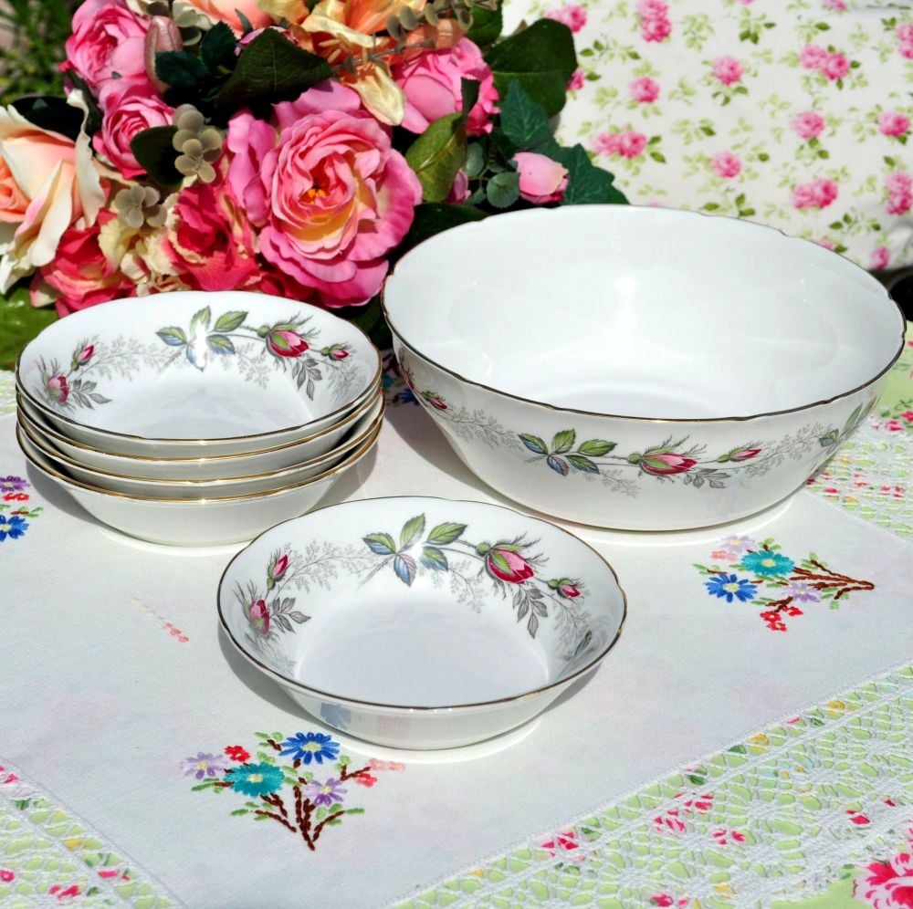 Paragon Bridal Rose 6 Piece Dessert Set c.1957+