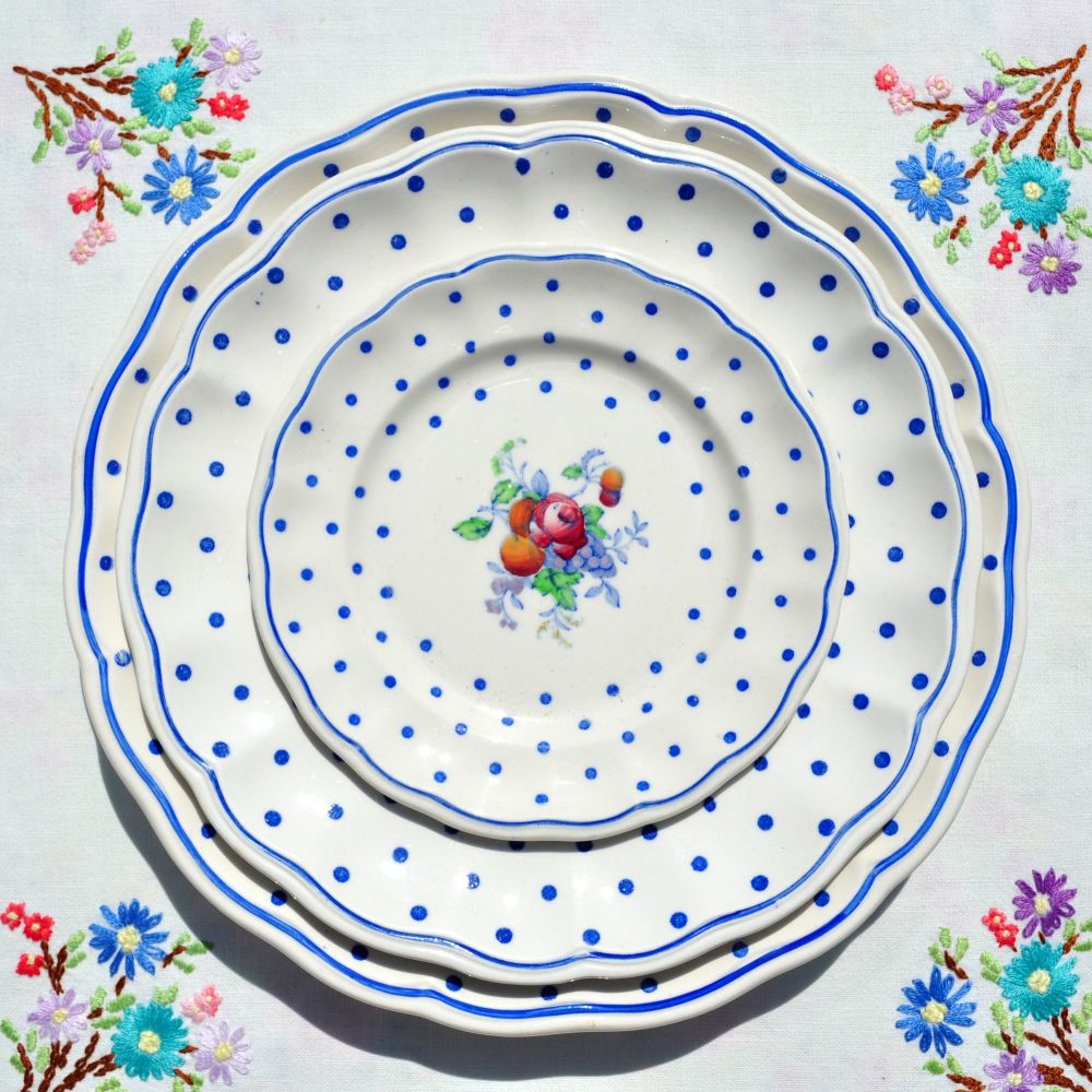 Copeland Spode Polka Dot Trio of Plates c.1930's