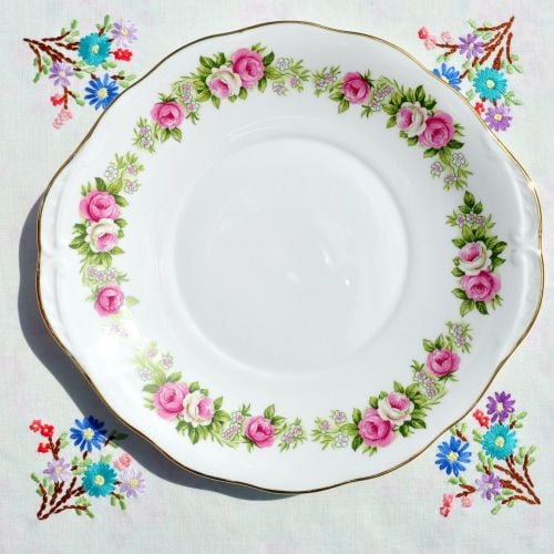Colclough Enchantment Pink Roses Cake Serving Plate c.1960's