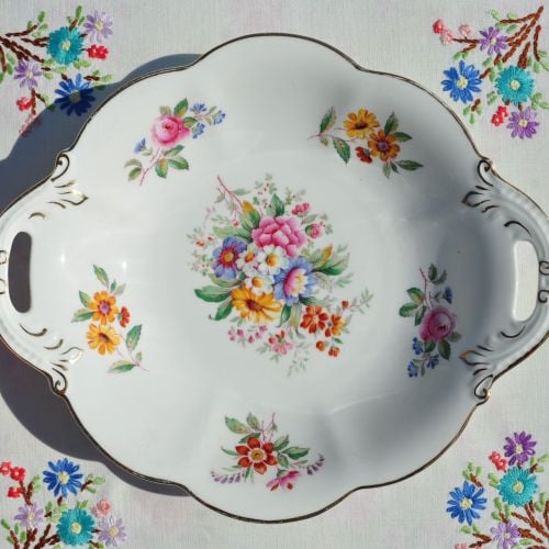 Coalport Posies Vintage China Biscuit Tray c.1950's