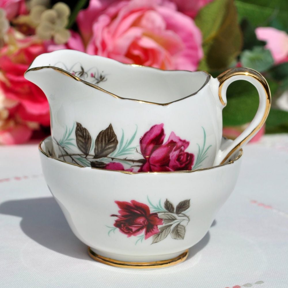 Adderley Persian Rose Small Milk Jug and Sugar Bowl
