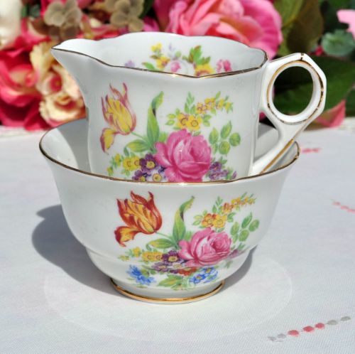 Royal Stafford Small Floral Milk Jug and Sugar Bowl
