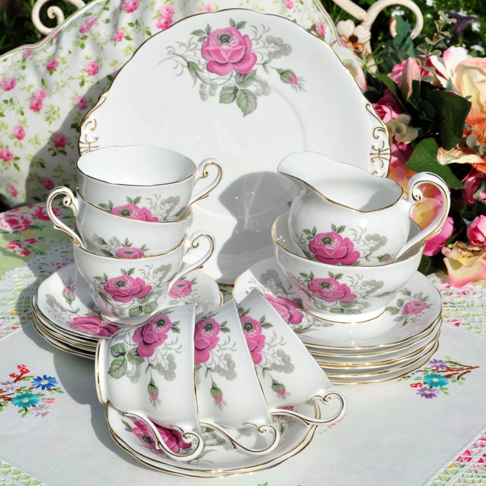Royal Standard Pink Rose 21 Piece Tea Set
