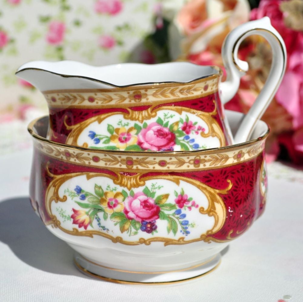 Royal Albert Lady Hamilton Creamer and Sugar Bowl c.1960's