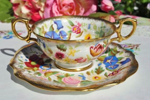 Hammersley Queen Anne Soup Coupe and Saucer c.1950's